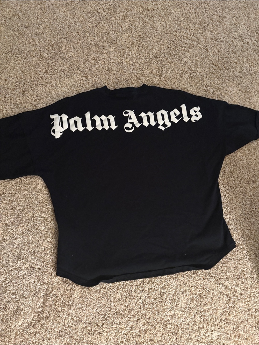 Palm Angels Black Tee with White Gothic Logo